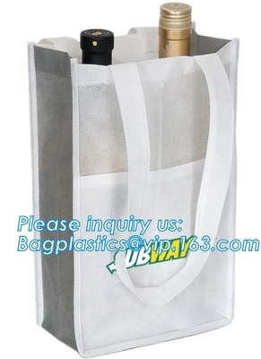 las bolsas de asas no tejidas del vino, solo tamaño de la botella, bolso de 6 botellas, 8 bolsos de la botella, bolso no tejido grande del tamaño 100 G/M, paquete del bagease