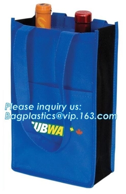las bolsas de asas no tejidas del vino, solo tamaño de la botella, bolso de 6 botellas, 8 bolsos de la botella, bolso no tejido grande del tamaño 100 G/M, paquete del bagease