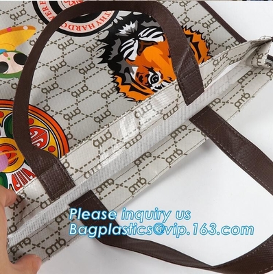 Bolso no tejido gris del sacador con la parte inferior, la bolsa de asas material no tejida del estilo del sacador, bolso no tejido material de los pp de la venta caliente de China