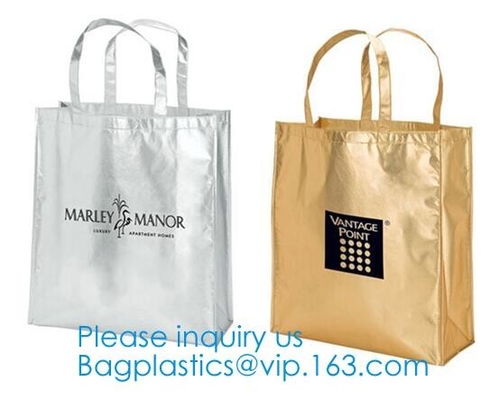 Bolso no tejido reciclable no tejido promocional barato respetuoso del medio ambiente no tejido laminado metálico de la cremallera del bolso de las compras del bolso para