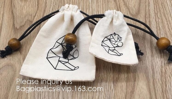 Bolsos de lazo de alta calidad de la muselina natural del algodón multiusos, jabones del andmade, teascents, caramelos, brazaletes, encantos, paquete