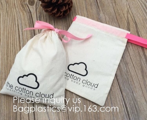 Bolso personalizado de la muselina del algodón del lazo para la joyería, bolsa doble Snowma lindo de la invitación del regalo del lazo del bolso de la invitación de la Navidad