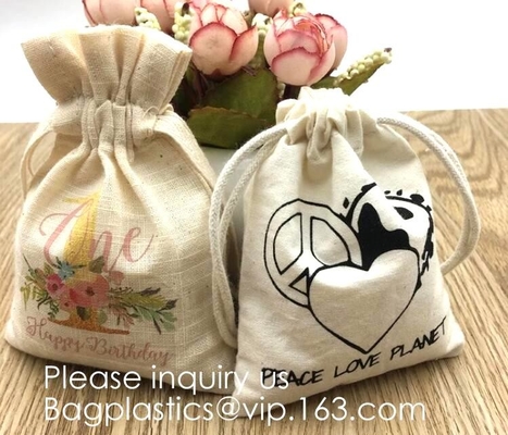 Bolso personalizado de la muselina del algodón del lazo para la joyería, bolsa doble Snowma lindo de la invitación del regalo del lazo del bolso de la invitación de la Navidad