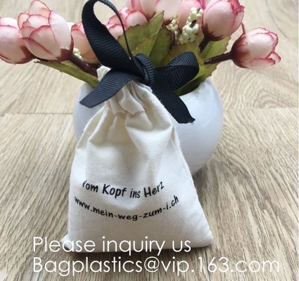 Bolso personalizado de la muselina del algodón del lazo para la joyería, bolsa doble Snowma lindo de la invitación del regalo del lazo del bolso de la invitación de la Navidad