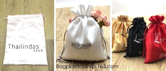 El regalo del satén empaqueta el bolso del regalo de la Navidad de la fiesta de bienvenida al bebé de los bolsos de lazo del favor de la boda, modificó a Logo Thick Gold Satin Hair para requisitos particulares Exten