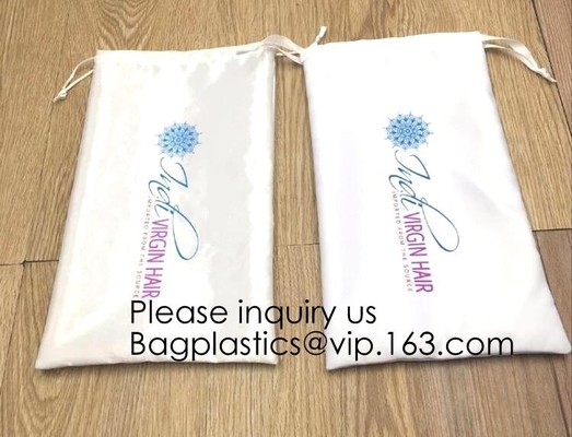 Bolso cosmético con la impresión, bolso de colección de plata del pelo del satén, bolso del satén de lazo para la bolsa anti polvo de empaquetado del pelo para el zapato