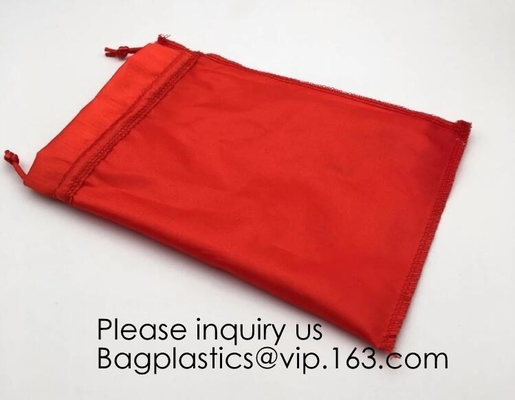 Bolso de empaquetado modificado para requisitos particulares del calcetín de la ropa interior del satén, bolso colorido del satén para el pelo que empaqueta, rosa verde Rose Gold Satin Drawstring