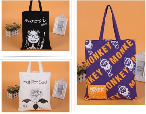 recicle el logotipo promocional que hace compras imprimió la bolsa de asas de la lona del tamaño estándar, bolso de compras del tamaño estándar, totalizador del bolso de la lona, fabri
