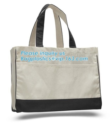 Bolso promocional de la lona del tamaño estándar 12oz de la lona de la moda respetuosa del medio ambiente de la bolsa de asas, lona impresa de encargo del totalizador del algodón orgánico