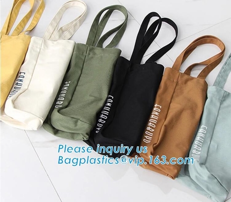 Las bolsas de asas modificadas para requisitos particulares promocionales de las compras de la lona de 12 onzas con el logotipo impreso, la bolsa de asas reutilizable de la lona de algodón 12oz con la cremallera