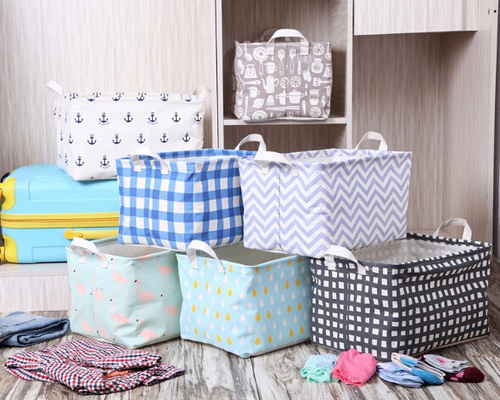 Cesta de lavadero de encargo de Mini Folding Collapsible Storage Canvas, cesta del almacenamiento del plegamiento de la lona del almacenamiento del juguete del bebé, bagease