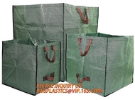 El jardín biodegradable del colector verde inferior de la hoja del cuadrado empaqueta los sacos de la basura del jardín de la tela TEJIDA de los PP con las manijas