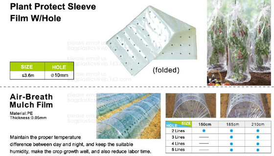Cubra con pajote la película, planta para proteger la película w/hole, película del pajote de la aire-respiración, plata, negro, verde, película del pajote, agujero del tirón-apagado, ldpe+lld de la manga