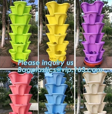 Fresa y Herb Garden Planter - jardín vertical apilable de los potes que cultiva un huerto para las fresas crecientes, hierbas, flores