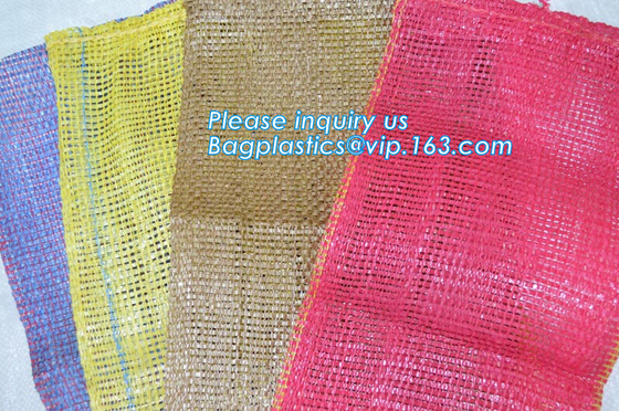 bolsos netos de la etiqueta de la cebolla de la patata de la malla tubular vegetal de encargo del raschel, bolsos calientes pac de la malla del raschel de la gasa de vuelta de la buena calidad de la venta de PE/PP