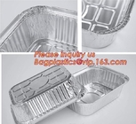 Cacerolas de aluminio con los envases de comida disponibles de las cubiertas grandes para cocer, cocinando, calentando, almacenando, comida que prepara