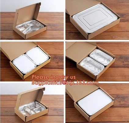 Envase de comida rectangular del papel de aluminio, entrega de los alimentos de preparación rápida de las líneas aéreas, recalentando, el cocer, asando, preparación de la comida, Togo