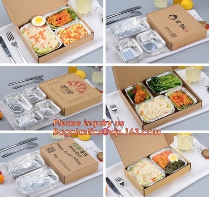Envase de comida rectangular del papel de aluminio, entrega de los alimentos de preparación rápida de las líneas aéreas, recalentando, el cocer, asando, preparación de la comida, Togo