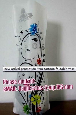 Florero de pie plástico de vinilo, florero plástico del PVC con diseño maravilloso, plástico plegable impermeable