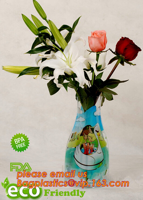 Florero de pie plástico de vinilo, florero plástico del PVC con diseño maravilloso, plástico plegable impermeable