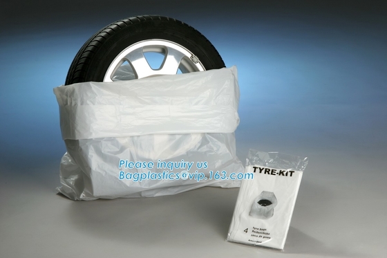 Bolso de encargo disponible de Tote Storage Cover Tyre Packaging del neumático de repuesto del coche del plástico transparente del Ldpe del PE con el logotipo