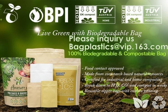 la aduana amistosa del eco imprimió bolsos inferiores del paquete del café del bloque de los bolsos del filamento del pla de alimentos del 100% que hacían compras del bolso biodegradable del envasado