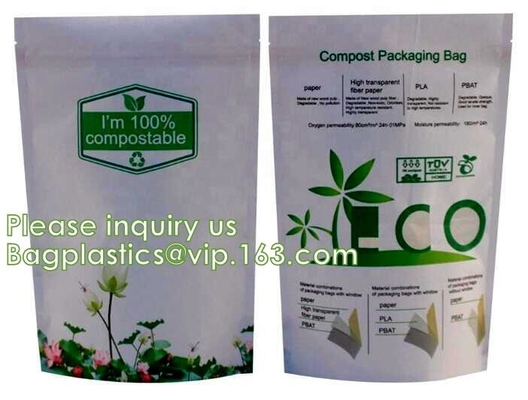 soporte inferior plano de la bolsa del bolso del niño de la prueba del bolso de la bolsa biodegradable de la acción encima del coff del bolso del acondicionamiento de los alimentos de la bolsa de papel de Kraft de las bolsas