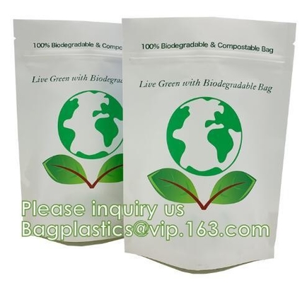 Bolsas de papel llanas comunes grandes que se puede volver a sellar blancas de pie k de la comida abonable de Bagease Bagplastics Brown Kraft