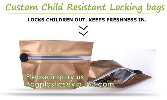 bromas a prueba de niños de mylar de la galleta plástica de la cremallera de la prueba del olor encima del bolso hermético resistente modificado para requisitos particulares del peva del runtz de los niños de la cremallera