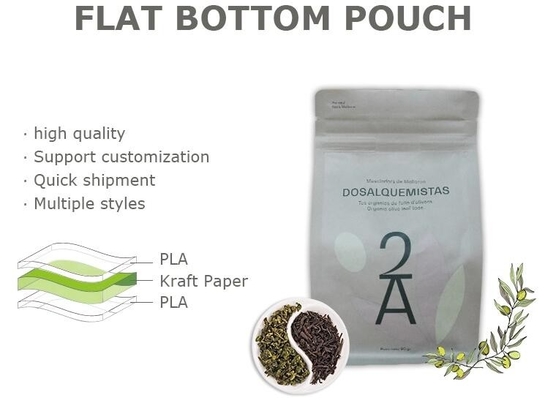 La aduana de Bagease imprimió bolsos de empaquetado inferiores planos de papel abonablees biodegradables de café del Pla Kraft de la bolsa de lujo de los granos