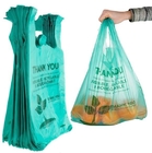 Bolsos de ultramarinos plásticos biodegradables - el supermercado reutilizable le agradece los bolsos de compras, bolsos plásticos reciclables de la camiseta, pequeños