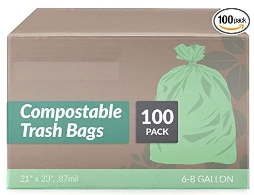 Los bolsos de basura plásticos abonablees biodegradables del 100%, basura plástica negra biodegradable del 100% empaquetan/estiércol vegetal ambiental