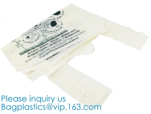Bolso de basura abonable biodegradable modificado para requisitos particulares del lazo, bolsos de basura abonablees en el rollo con el lazo, cinta del drenaje