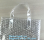 Los bolsos de compras con el bolso metálico rellenado burbuja de la ropa de la burbuja del anuncio publicitario, bolsa modificada para requisitos particulares de la burbuja empaquetan la superficie olográfica