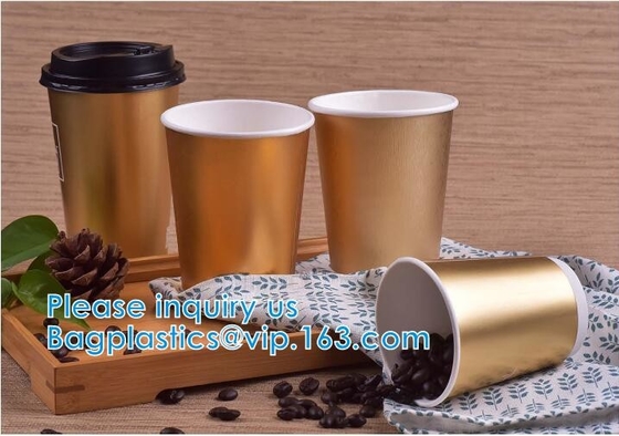 Tazas del partido del oro, tazas de café disponibles con las tapas - aisló las tazas calientes para ir - tazas de lujo de papel del brillo