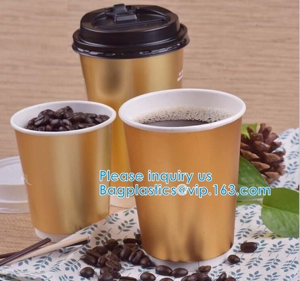Tazas del partido del oro, tazas de café disponibles con las tapas - aisló las tazas calientes para ir - tazas de lujo de papel del brillo