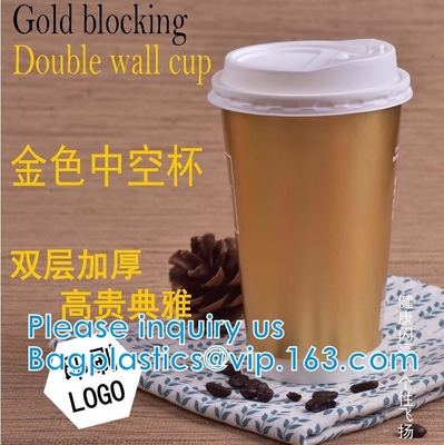 Tazas del partido del oro, tazas de café disponibles con las tapas - aisló las tazas calientes para ir - tazas de lujo de papel del brillo