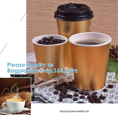 Tazas del partido del oro, tazas de café disponibles con las tapas - aisló las tazas calientes para ir - tazas de lujo de papel del brillo