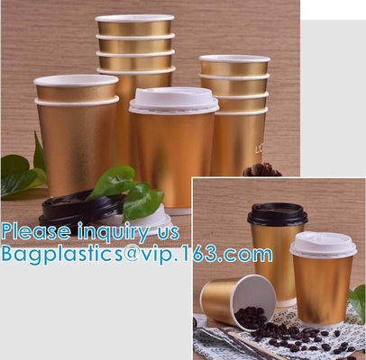 Tazas del partido del oro, tazas de café disponibles con las tapas - aisló las tazas calientes para ir - tazas de lujo de papel del brillo