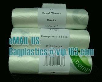 Bolsos del almidón de maíz, sacos, abonablees, OXO-BIODEGRADABLE, empaquetado biodegradable, eco, estiércol vegetal biodegradable del bolso de basura