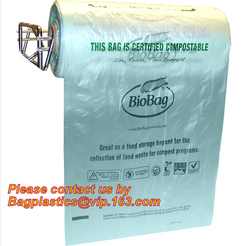 OEM/ODM aceptó los bolsos de basura plásticos cortados con tintas abonablees impresos, hogar ASTM D6400 de la AUTORIZACIÓN de EN13432 BPI certificó precio barato