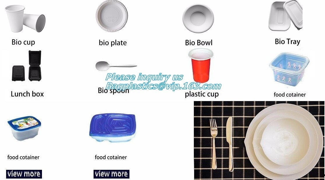 bandeja vegetal de la bandeja de la seta, fiambrera disponible plástica del starh del maíz, placas biodegradables amistosas del eco