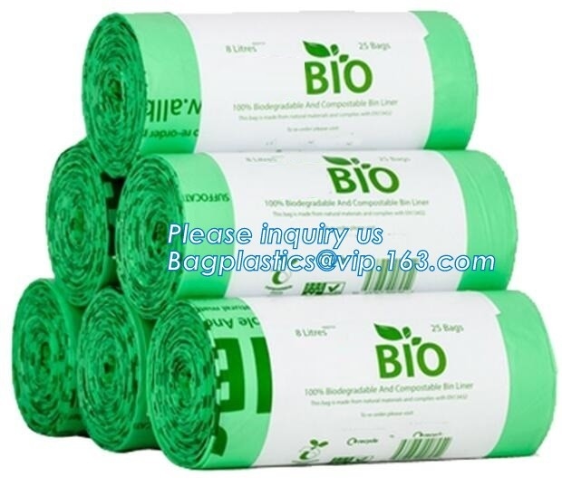 Los bolsos biodegradables y abonablees de la T-mierda en los bolsos de encargo del rollo respetuosos del medio ambiente para la venta al por mayor, EN13432 certificaron abonable
