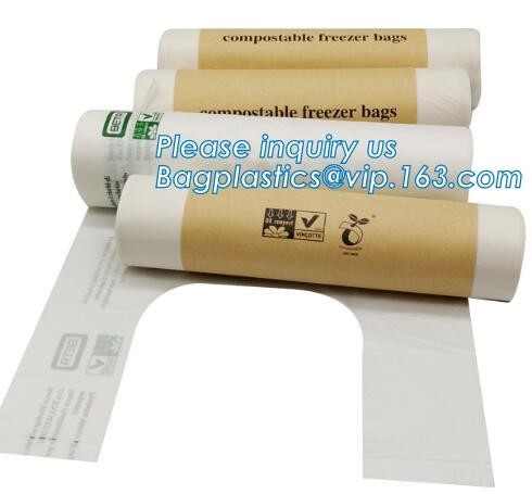 Bolso de basura amistoso abonable del plástico de los residuos orgánicos del 100% Eco, bolso abonable del acondicionamiento de los alimentos, bolso abonable de la comida del 100%