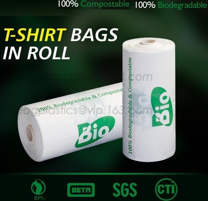 Bolsos de compras degradables abonablees del chaleco de PBAT+PLA el 100% bio, pequeños vagos plásticos biodegradables el 100% oxos abonablees del portador
