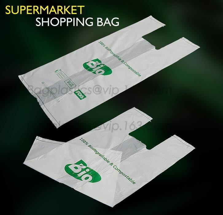 Bolso no tejido abonable completamente biodegradable promocional de la tienda para el envasado de alimentos, plástico abonable biodegradable del 100%
