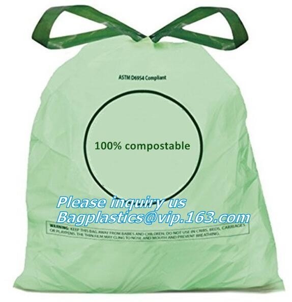 bolsos 100% de basura abonablees de fabricación directos amistosos de la fábrica del eco del lazo en el rollo, lacre y manija y Customi