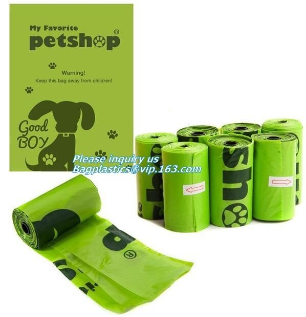 Los bolsos abonablees plásticos biodegradables del impulso del animal doméstico de los productos de las fuentes del animal doméstico, bolso hermético del impulso del perro en el rollo, repuesto empaquetan con