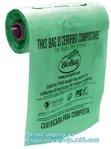 Bolsos abonablees de la maicena de Biobag, reciclando, bolso de la cocina de los residuos orgánicos cuentas del trazador de líneas 25 del compartimiento de estiércol vegetal de 3 galones, carrito de la cocina