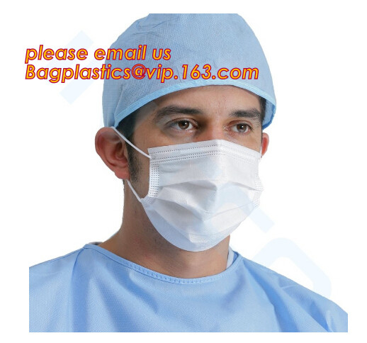 mascarilla médica no tejida disponible de 3 capas, lazo disponible médico no tejido de la mascarilla de la mascarilla 3Ply en el paquete del bagease